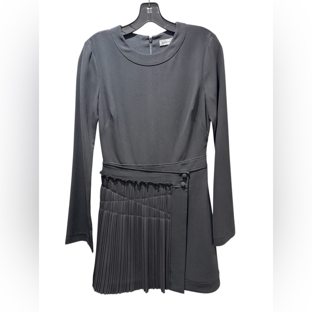 SIMKHAI Zabelle Long Sleeve Mini Dress Black - Picture 3 of 8